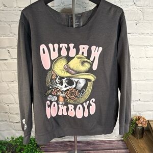 Love for humanity, Outlaw Cowboys Graphic Women's Sweatshirt - Gray